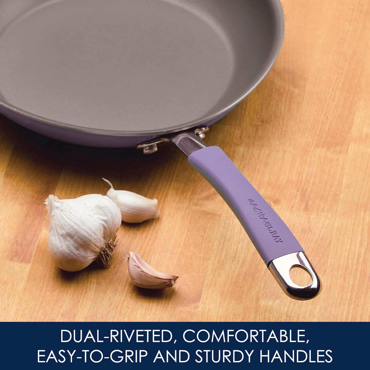 Rachael Ray Cucina Nonstick Cookware, Lavender Purple Pots and Pans Set, 12-Piece - Image 5