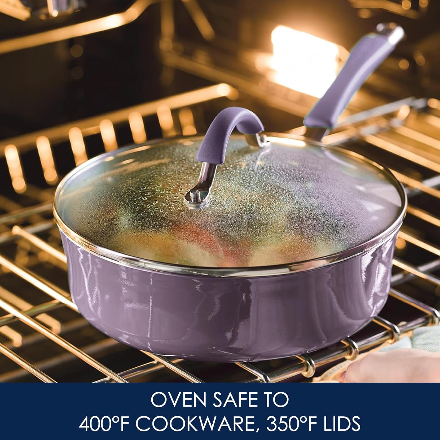Rachael Ray Cucina Nonstick Cookware, Lavender Purple Pots and Pans Set, 12-Piece - Image 6