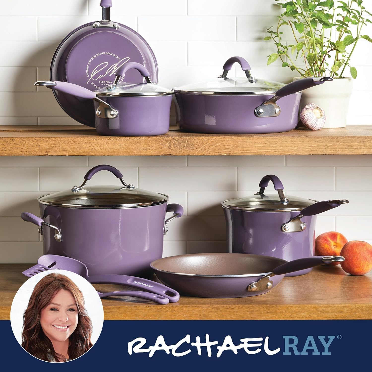 Rachael Ray Cucina Nonstick Cookware, Lavender Purple Pots and Pans Set, 12-Piece - Image 7